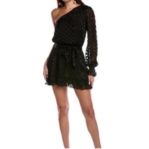 Ramy Brook Michelle Little Black Dress Size 2 Silk Blend One Sleeve Textured New